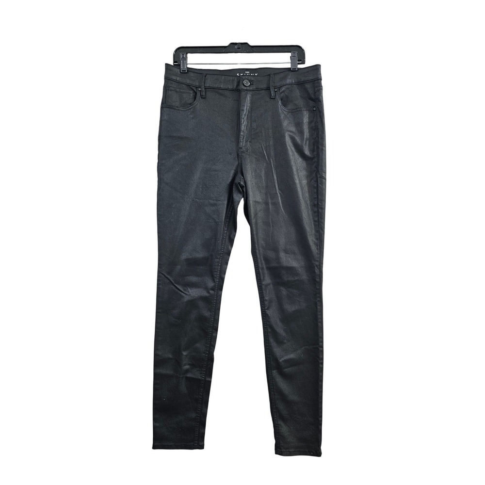 White House Black Market The Skinny Women's 12 Black Coated High Rise Jeans Slim